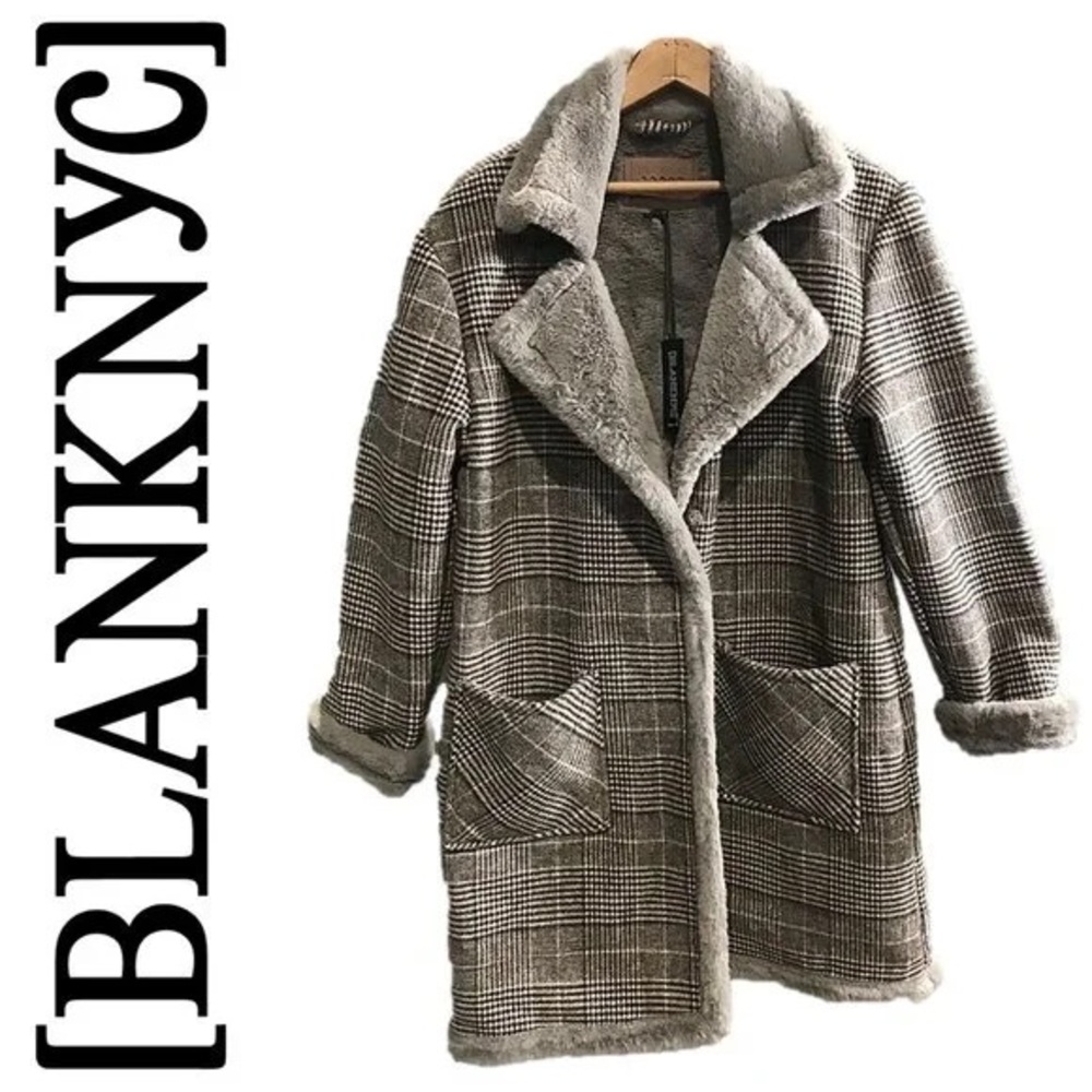 Plaid Faux Fur Driver Coat in Chocolate/Taupe